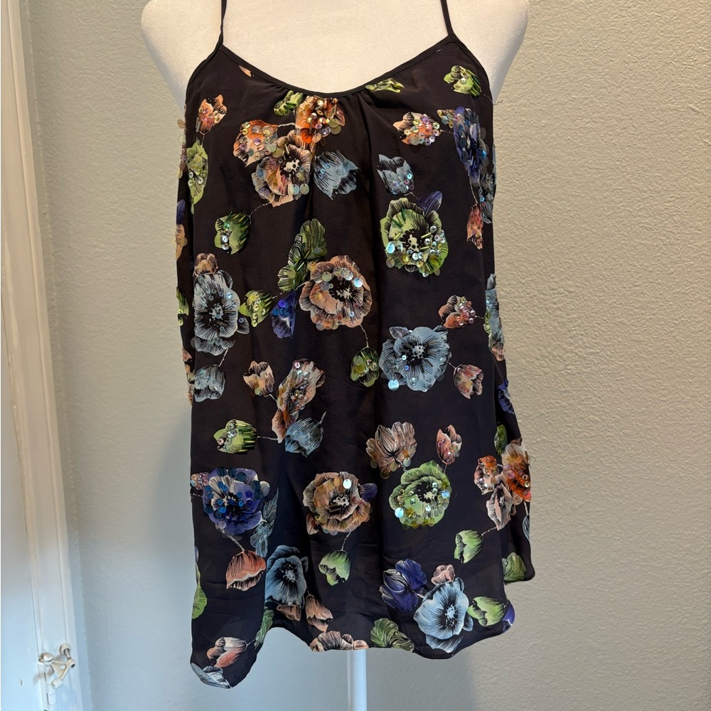 Rebecca Taylor Black Floral sequinned Camisole